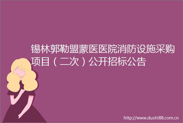 锡林郭勒盟蒙医医院消防设施采购项目（二次）公开招标公告