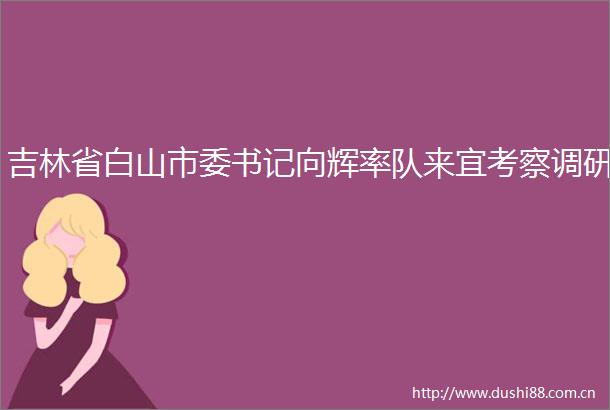 吉林省白山市委书记向辉率队来宜考察调研