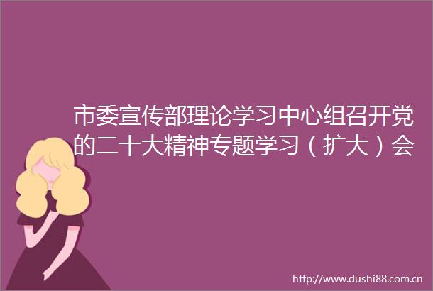 市委宣传部理论学习中心组召开党的二十大精神专题学习（扩大）会议
