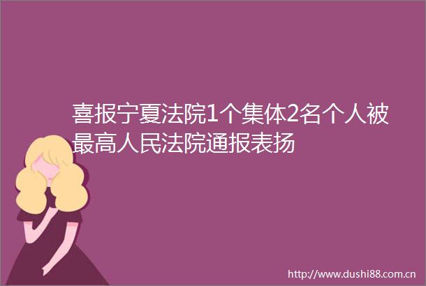 喜报宁夏1个集体2名个人被最高通报表扬