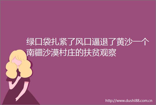 绿口袋扎紧了风口逼退了黄沙一个南疆沙漠村庄的扶贫观察