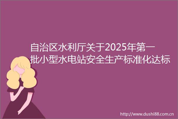 自治区水利厅关于2025年第一批小型水电站安全生产标准化达标单位的公告