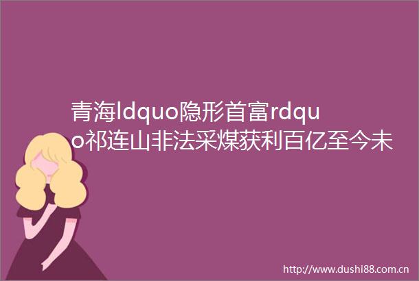 青海ldquo隐形首富rdquo祁连山采煤获利百亿至今未停