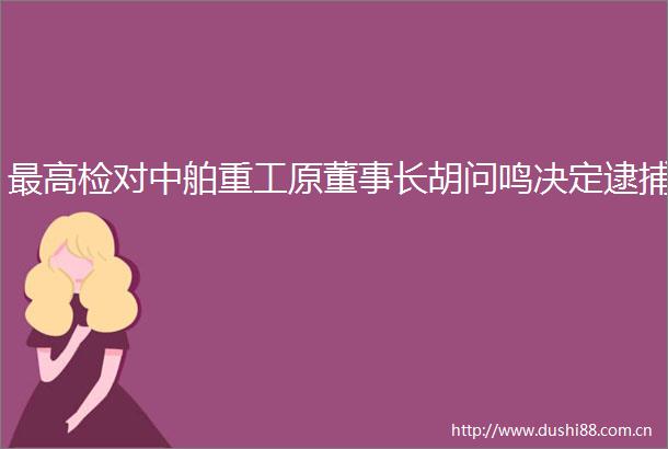 最高检对中舶重工原董事长胡问鸣决定逮捕