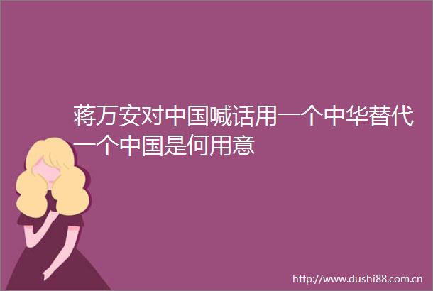 蒋万安对喊话用一个中华替代一个是何用意