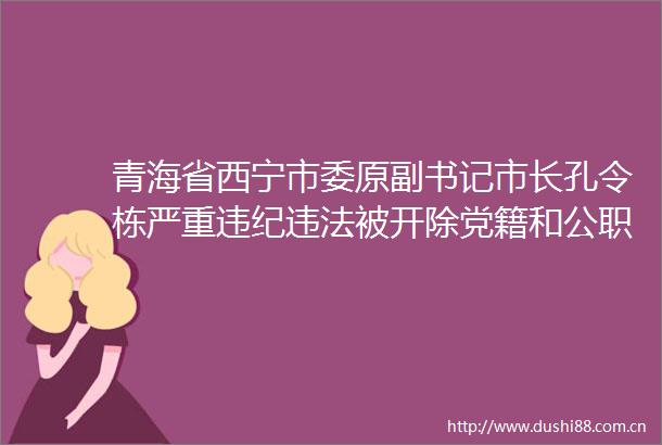 青海省西宁市委原副书记市长孔令栋严重被开除党籍和