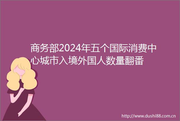 商务部2024年五个国际消费中心城市入境外国人数量翻番