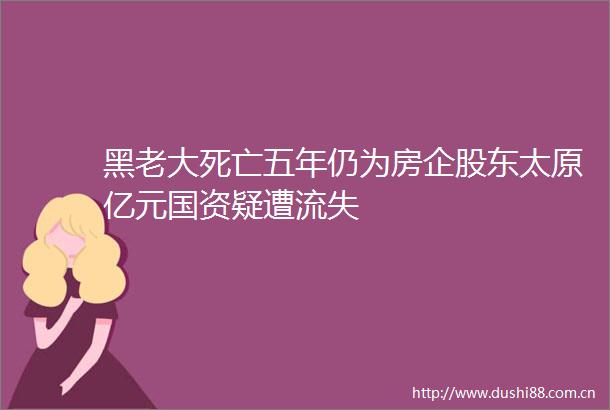 黑老大死亡五年仍为房企股东太原亿元国资疑遭流失