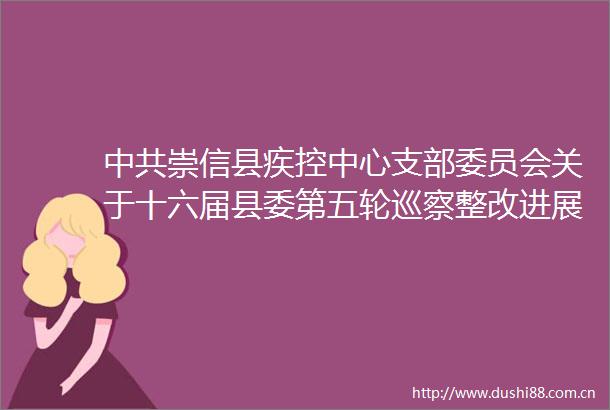 崇信县疾控中心支部委员会关于十六届县委第五轮巡察整改进展情况的通报