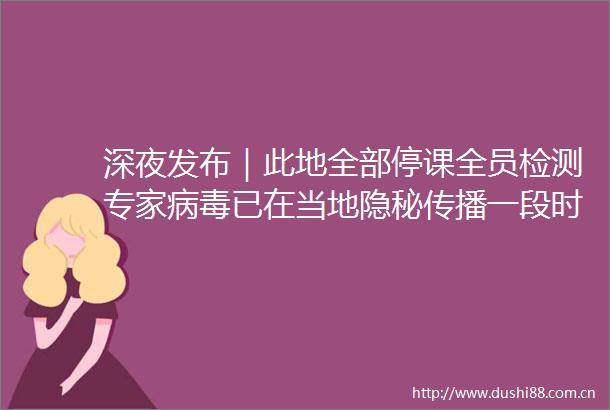 深夜发布｜此地全部停课全员检测专家病毒已在当地隐秘传播一段时间