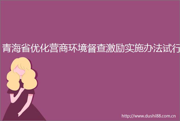 青海省优化营商环境督查激励实施办法试行