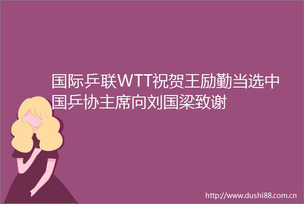 国际乒联WTT祝贺王励勤当选乒协向刘国梁致谢