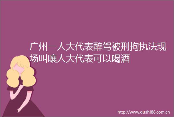 广州一人大代表醉驾被刑拘现场叫嚷人大代表可以喝酒