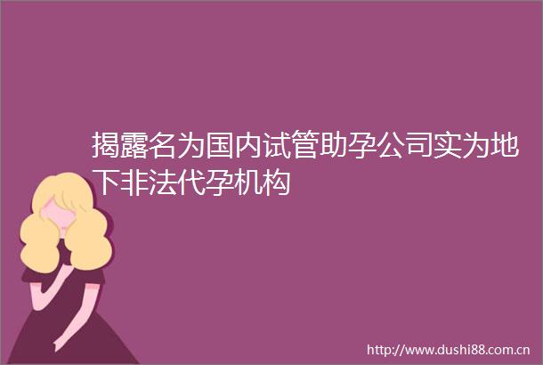 名为国内试管助孕公司实为地下代孕机构