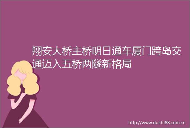 翔安大桥主桥明日通车厦门跨岛交通迈入五桥两隧新格局