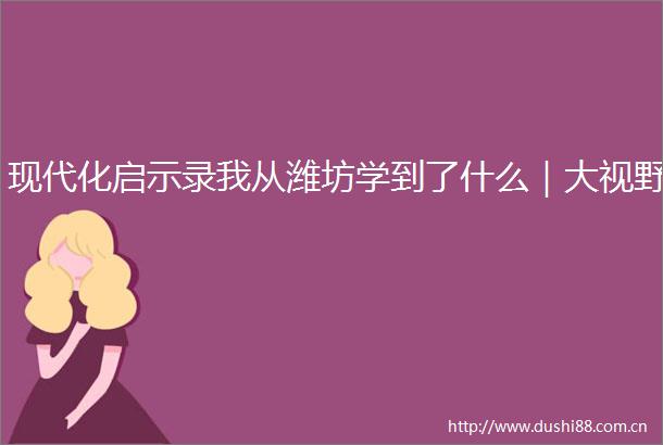 现代化启示录我从潍坊学到了什么｜大视野