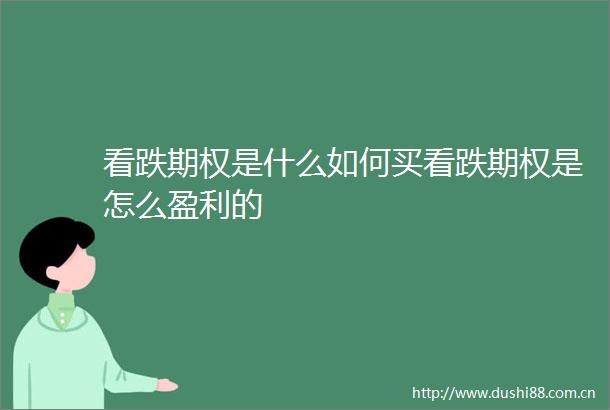 看跌期权是什么如何买看跌期权是怎么盈利的