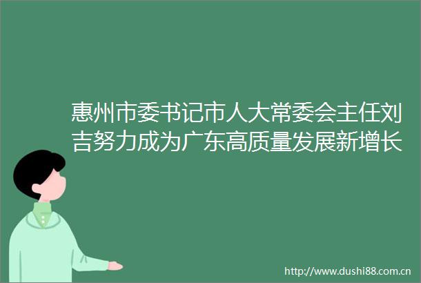 惠州市委书记市人大常委会主任刘吉努力成为广东高质量发展新增长极