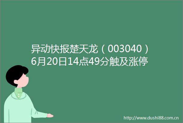 异动快报楚天龙（003040）6月20日14点49分触及涨停板