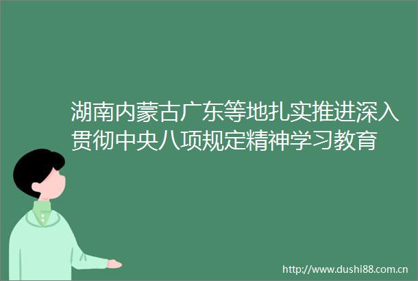 湖南内蒙古广东等地扎实推进深入贯彻中央八项规定精神学习教育