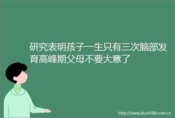 研究表明孩子一生只有三次脑部发育高峰期父母不要大意了