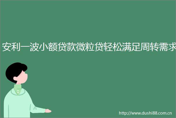 安利一波小额微粒贷轻松满足周转需求