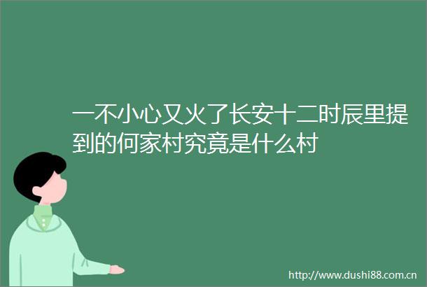 一不小心又火了长安十二时辰里提到的何家村究竟是什么村