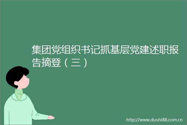 集团党组织书记抓基层党建述职报告摘登（三）