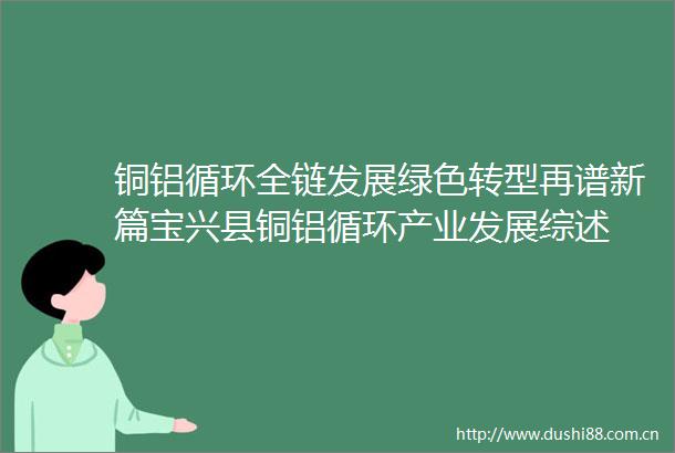 铜铝循环全链发展绿色转型再谱新篇宝兴县铜铝循环产业发展综述