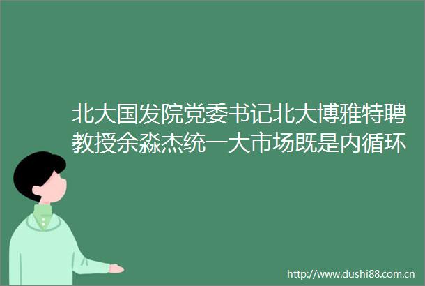 北大国发院党委书记北大博雅特聘教授余淼杰统一大市场既是内循环又是再实现外循环的一个方面