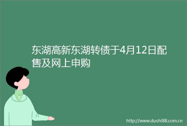 东湖高新东湖转债于4月12日配售及网上申购