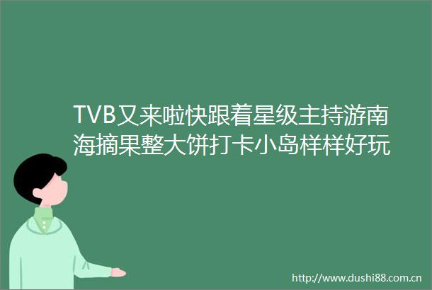 TVB又来啦快跟着星级主持游南海摘果整大饼打卡小岛样样好玩
