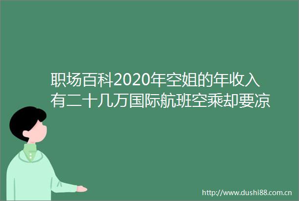 职场百科2020年空姐的年收入有二十几万国际航班空乘却要凉