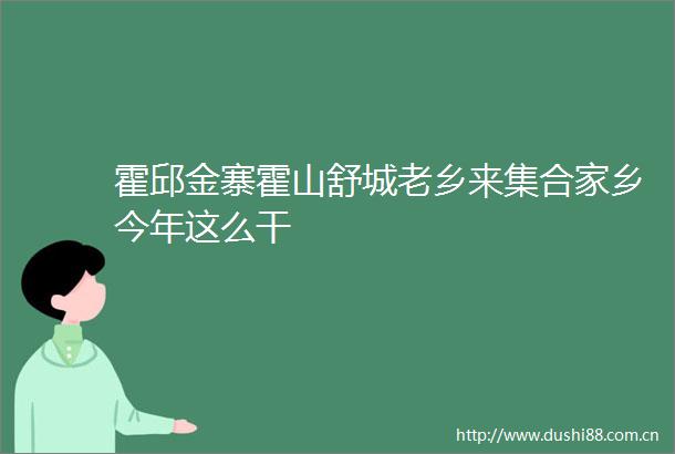 霍邱金寨霍山舒城老乡来集合家乡今年这么干