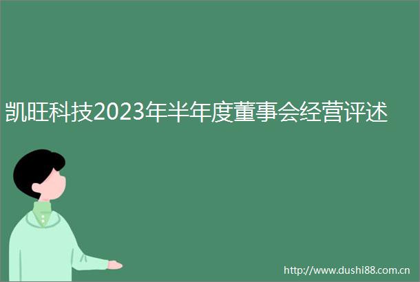 凯旺科技2023年半年度董事会经营评述