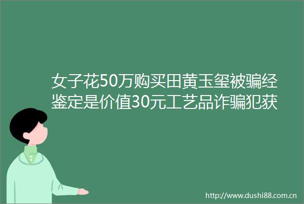 女子花50万购买田黄玉玺被经鉴定是价值30元工艺品诈犯获刑10年半