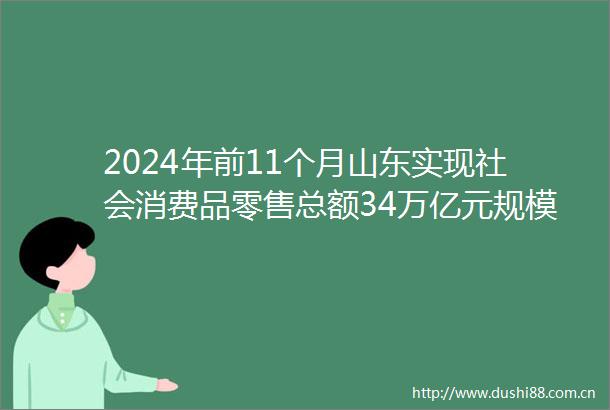 2024年前11个月山东实现社会消费品零售总额34万亿元规模居全国第3位