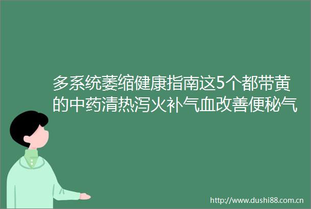 多系统萎缩健康指南这5个都带黄的中药清热泻火补气血改善便秘气血亏虚