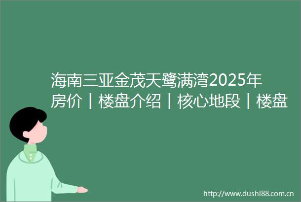海南三亚金茂天鹭满湾2025年房价︱楼盘介绍︱核心地段︱楼盘分析︱开发商