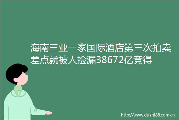 海南三亚一家国际酒店第三次拍卖差点就被人捡漏38672亿竞得