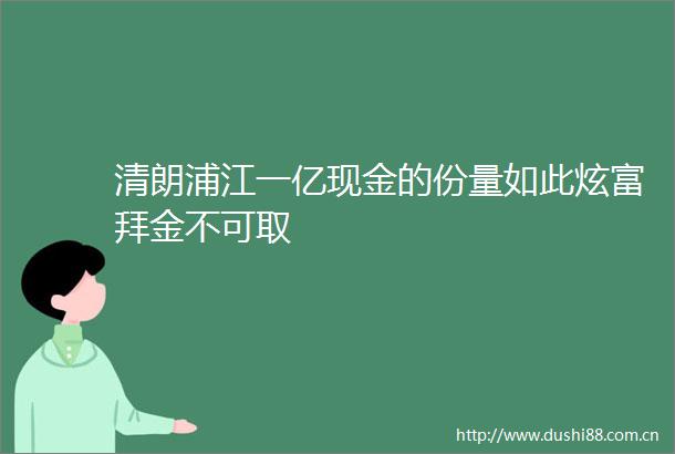 清朗浦江一亿现金的份量如此炫富拜金不可取