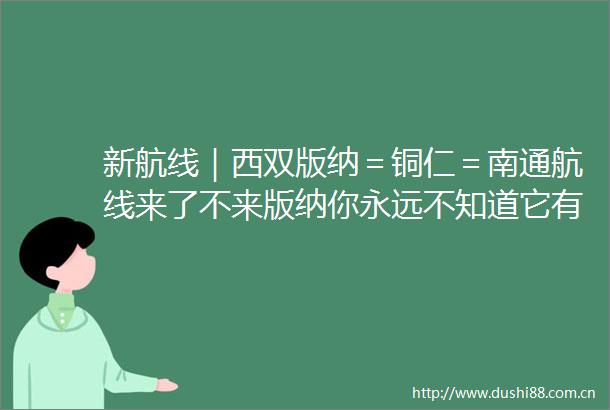 新航线｜西双版纳＝铜仁＝南通航线来了不来版纳你永远不知道它有多美