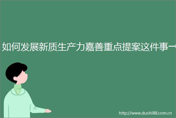 如何发展新质生产力嘉善重点提案这件事→