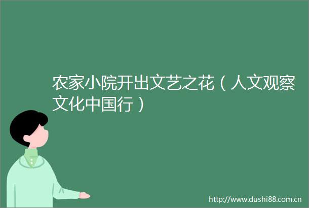 农家小院开出文艺之花（人文观察文化行）