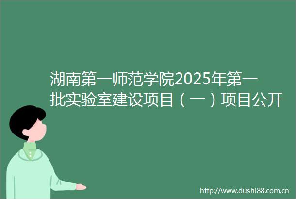 湖南第一师范学院2025年第一批实验室建设项目（一）项目公开招标公告