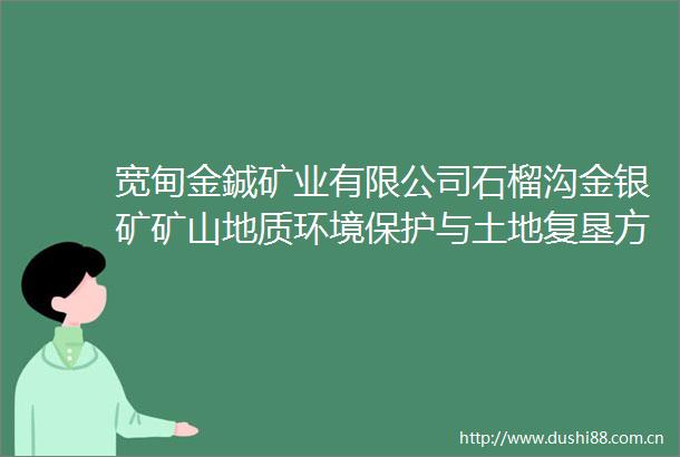 宽甸金鋮矿业有限公司石榴沟金银矿矿山地质环境保护与土地复垦方案评审结果的公示（2025年第12期）