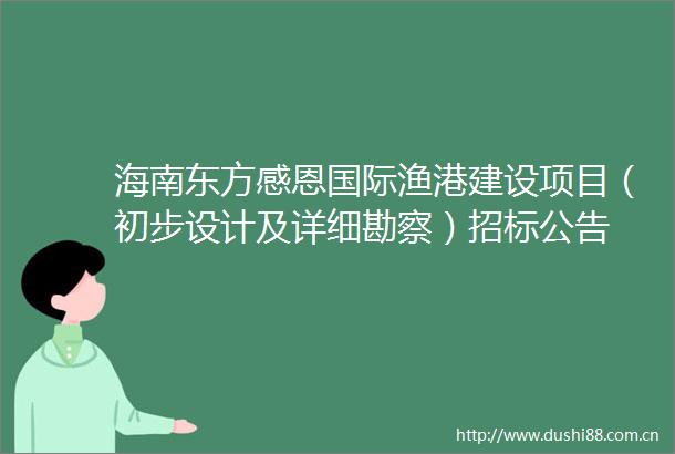 海南东方感恩国际渔港建设项目（初步设计及详细勘察）招标公告