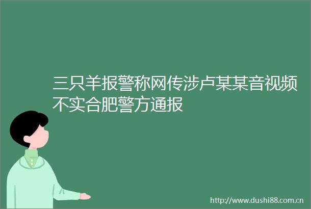 三只羊称网传涉卢某某音视频不实合肥警方通报