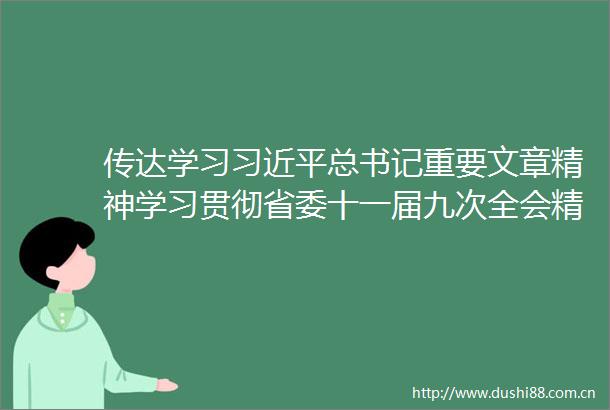 传达学习总书记重要文章精神学习贯彻省委十一届九次全会精神研究中医药发展等工作