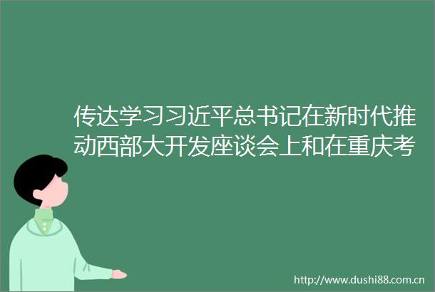 传达学习总书记在新时代推动西部大开发座谈会上和在重庆考察时的重要讲话精神